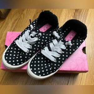 BNIB Sugar Black and White Polka Dot Sneakers Little Girls 13